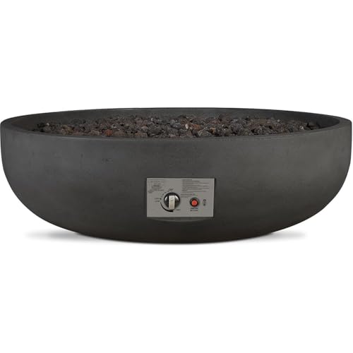BBQGUYS Grand Lake 48 Inch Round Concrete Natural Gas Fire Bowl in Gray Signature