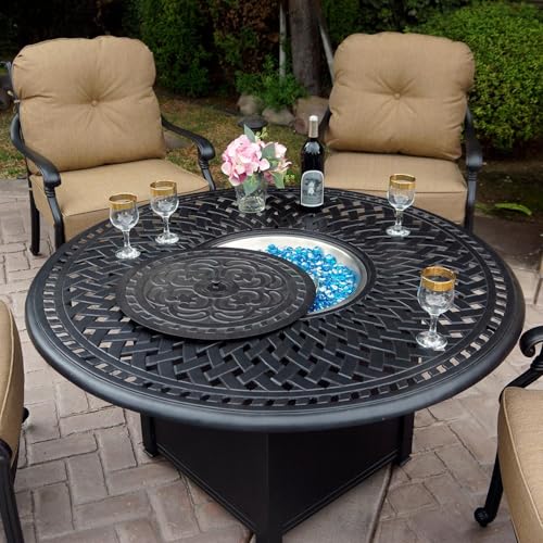 Darlee Signature 52 Inch Propane Fire Pit Chat Table Antique Bronze