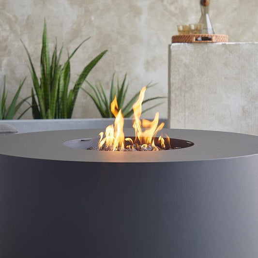 Lakeview Outdoor Designs Covewood 41 Inch Round Aluminum Propane Fire Pit Table in Black