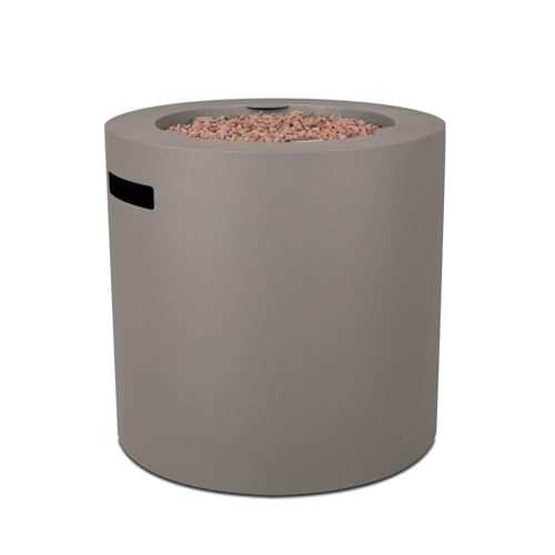 Elysian 24 Inch Round Powder Coated Steel Propane Fire Pit in Mist Gray by Lakeview Outdoor Designs
