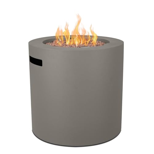 Elysian 24 Inch Round Powder Coated Steel Propane Fire Pit in Mist Gray by Lakeview Outdoor Designs