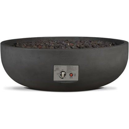 BBQGUYS Grand Lake 38 Inch Round Concrete Propane Fire Bowl in Gray Signature