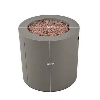 Elysian 24 Inch Round Powder Coated Steel Propane Fire Pit in Mist Gray by Lakeview Outdoor Designs