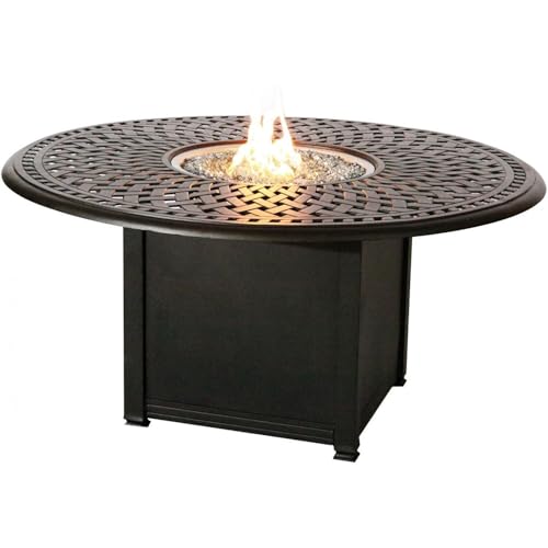 Signature 60 Inch Propane Fire Pit Dining Table by Darlee - Antique Bronze