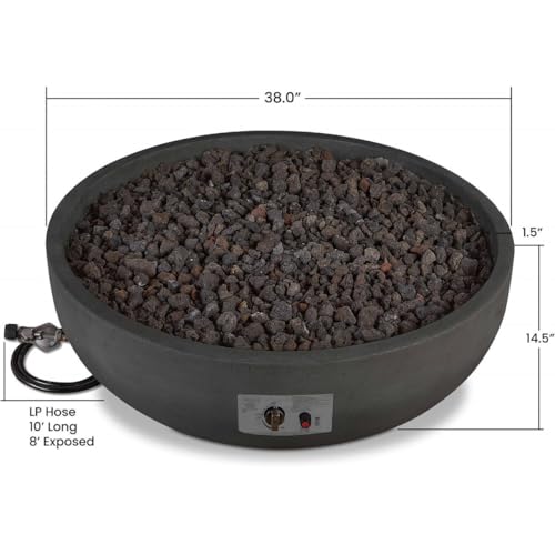 BBQGUYS Grand Lake 38 Inch Round Concrete Propane Fire Bowl in Gray Signature