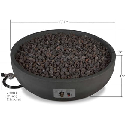 BBQGUYS Grand Lake 38 Inch Round Concrete Propane Fire Bowl in Gray Signature