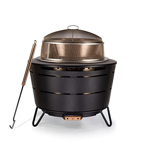TIKI Brand Reunion Smokeless Fire Pit with Heat Deflector and Screen & Poker Bundle