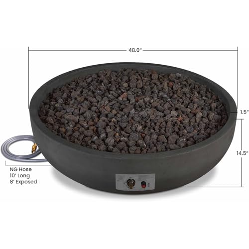 BBQGUYS Grand Lake 48 Inch Round Concrete Natural Gas Fire Bowl in Gray Signature