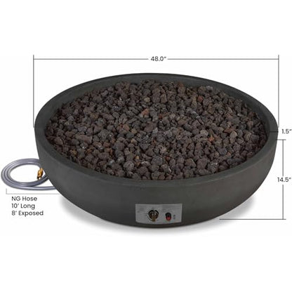 BBQGUYS Grand Lake 48 Inch Round Concrete Natural Gas Fire Bowl in Gray Signature