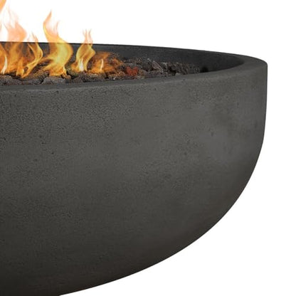 BBQGUYS Grand Lake 48 Inch Round Concrete Natural Gas Fire Bowl in Gray Signature