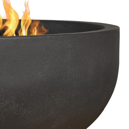 BBQGUYS Grand Lake 38 Inch Round Concrete Propane Fire Bowl in Gray Signature