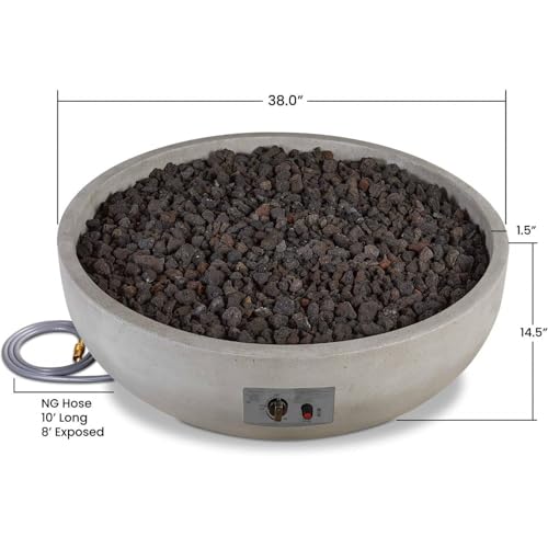 Grand Lake 38 Inch Round Concrete Natural Gas Fire Bowl in White By BBQGuys Signature