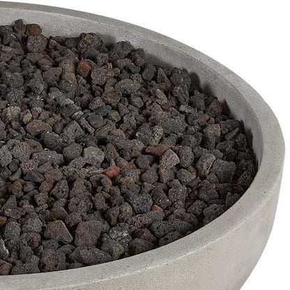 Grand Lake 38 Inch Round Concrete Natural Gas Fire Bowl in White By BBQGuys Signature