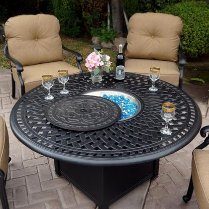Darlee Signature 52 Inch Propane Fire Pit Chat Table Antique Bronze