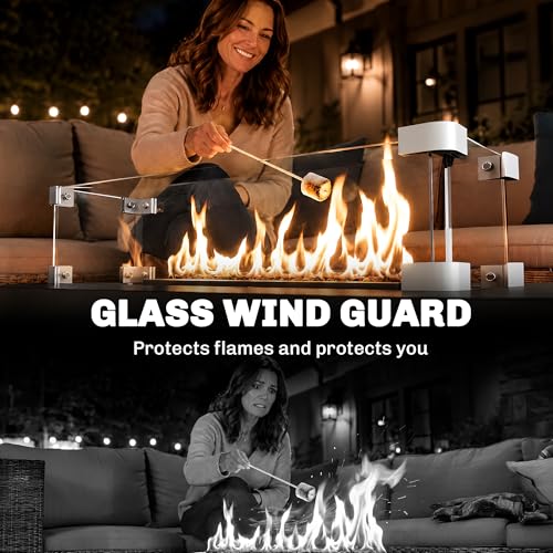 Outsunny Propane Gas Fire Pit Table, Outdoor Firepit with 43" Steel Tabletop and Lid, 50,000 BTU Pulse Ignition Fire Table w/Stainless Steel Burner