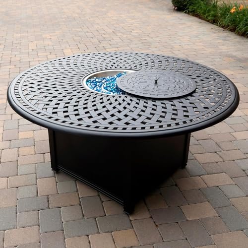 Signature 60 Inch Propane Fire Pit Dining Table by Darlee - Antique Bronze