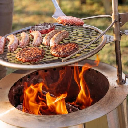 Breeo Smokeless Fire Pit to-Go Bundle (Y Series Stainless Steel, Outpost Grill & to Go Case) | 21 inch Smokeless Firepit for Outside | Ideal for