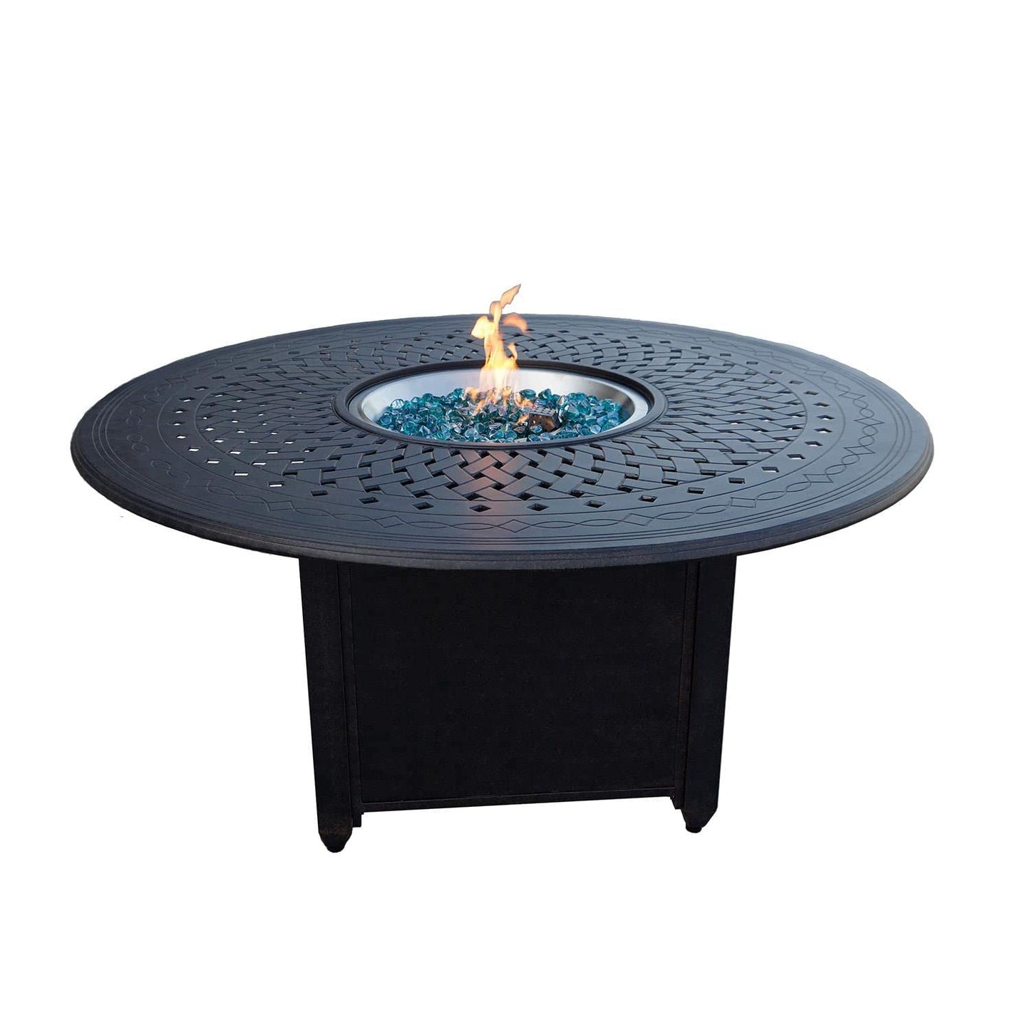 Darlee 52" Round Patio Table with BBQ and Fire Pit in Antique Bronze