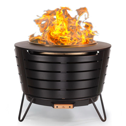 Breeo Smokeless Fire Pit to-Go Bundle (Y Series Stainless Steel, Outpost Grill & to Go Case) | 21 inch Smokeless Firepit for Outside | Ideal for