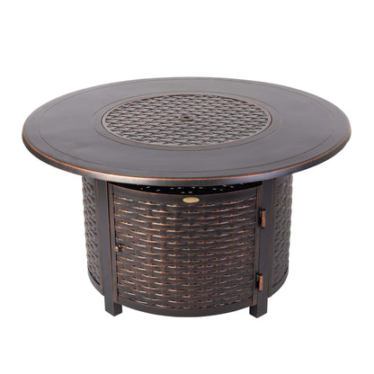 Signature 60 Inch Propane Fire Pit Dining Table by Darlee - Antique Bronze