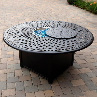 Darlee 52" Round Patio Table with BBQ and Fire Pit in Antique Bronze