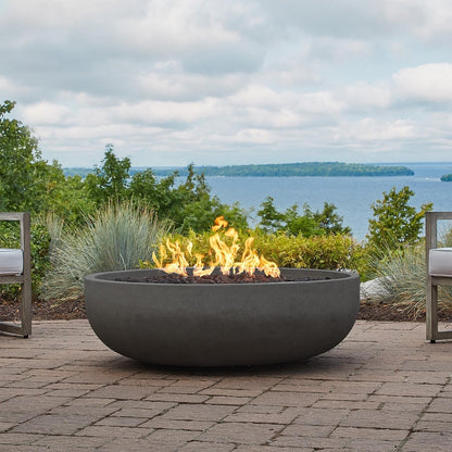 BBQGUYS Grand Lake 48 Inch Round Concrete Natural Gas Fire Bowl in Gray Signature