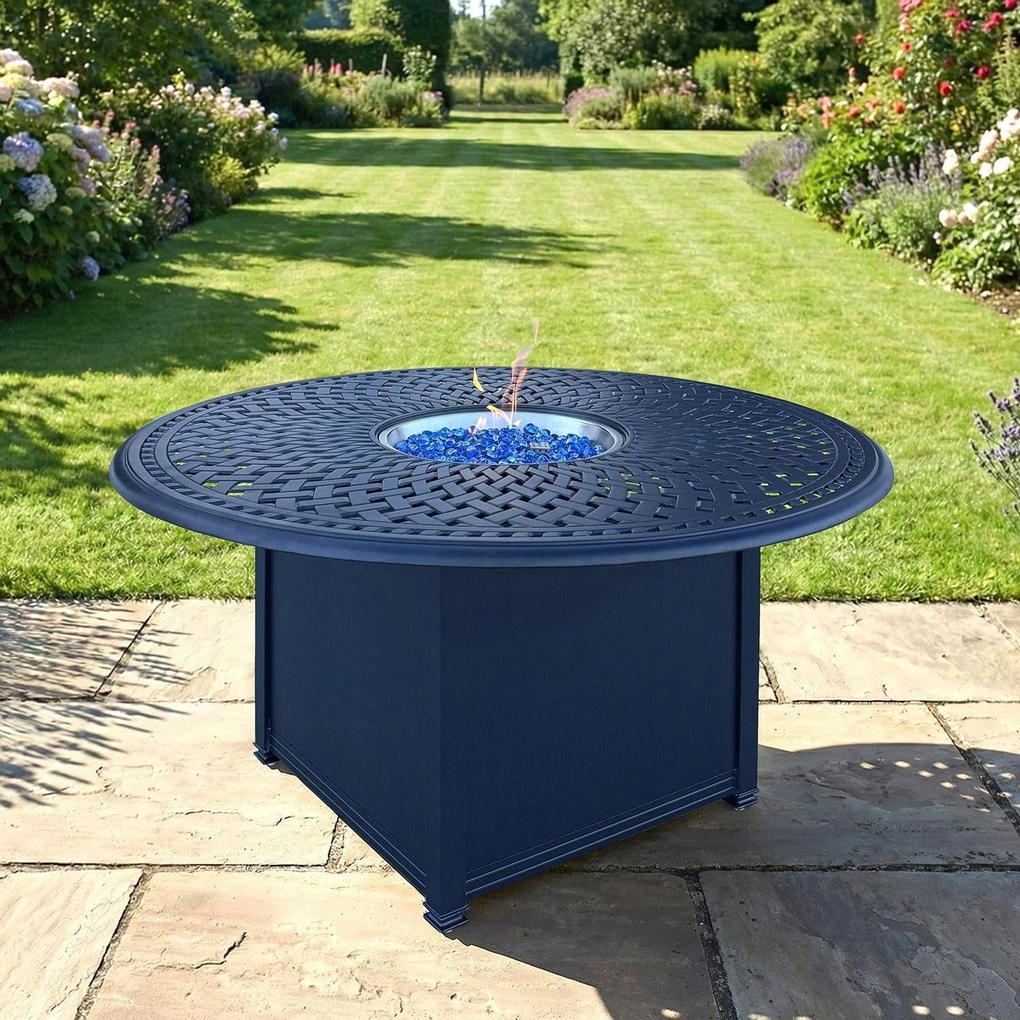 Darlee 52" Round Patio Table with BBQ and Fire Pit in Antique Bronze